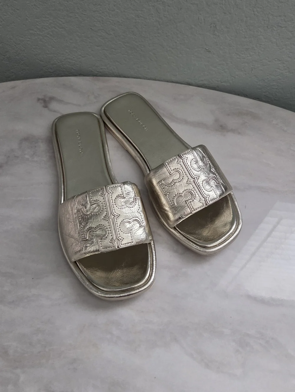 Metallic Slide Sandals - Gold Women’s Slides